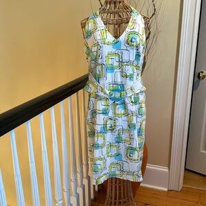 David Meister Vintage made in USA 🇺🇸 dress. It’s white black blue yellow green